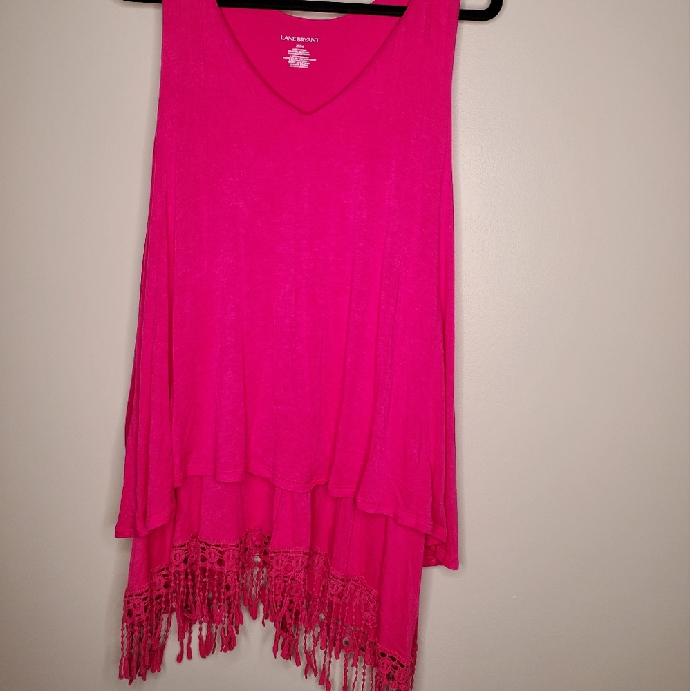 Lane Bryant 22/24 Hot Pink Tank Top With Fringe